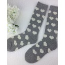 Wool Blend Socks  - Long Light Grey Hearts