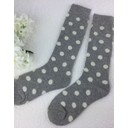 Wool Blend Socks  - Long Light Grey Spots