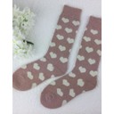 Wool Blend Socks  - Long Pink Hearts