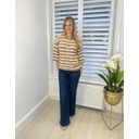 Sue Striped Cardigan - Camel & Ivory