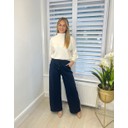 Sasha Side Stripe Joggers - Navy