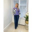 Ava Animal Print Jumper - Purple