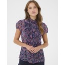 LiljaSZ Crinkle Shirt - Navy Peony Blooms