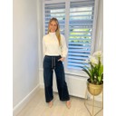 Seam Detail Elasticated Waist Jeans - Indigo