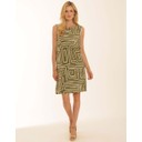 Graphic Shift Dress - Khaki