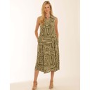 Graphic Long Dress - Khaki