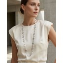 Hammered Circle Long Necklace - Silver