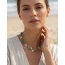Starfish & Bead Short Necklace - Turquoise & Gold