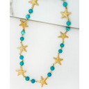 Starfish & Bead Short Necklace - Turquoise & Gold - Alternative 1
