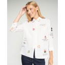 Embroidered Striped Linen Shirt - Beige