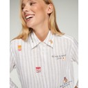 Embroidered Striped Linen Shirt - Beige - Alternative 1
