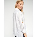 Embroidered Striped Linen Shirt - Beige - Alternative 2