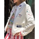 Embroidered Bomber Jacket - White - Alternative 1