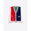 Embroidered Pocket Cardigan - Red, Navy & White - Alternative 1