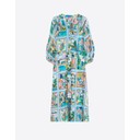 Tropical Scenes Print Dress - Turquoise Mix