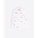 Embroidered Words Linen Shirt  - White - Alternative 2