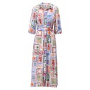 Postcard Print Stretch Shirt Dress - Blue Multi - Alternative 1