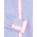 Ruffle Trim Striped Linen Shirt  - Blue Stripe - Alternative 2