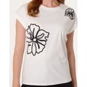 Floral Embroidered T-Shirt  - Ivory & Black - Alternative 2