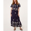 Embroidered Bardot Two-Piece Set - Navy