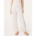 Linen-Blend Pinstripe Trousers  - White - Alternative 2