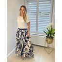 Printed Flowy Trousers - Navy Floral 