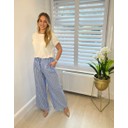 Striped Wide Leg Trousers - Denim Blue