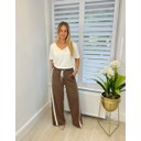 Side Stripe Jersey Wide Leg Joggers - Brown