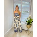 Printed Halterneck Jumpsuit - Navy