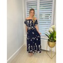 Embroidered Bardot Two-Piece Set - Navy - Alternative 1