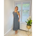 Dahlia Frill Floral Midi Dress - Slate