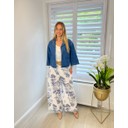 Toile De Jouy Cheesecloth Trousers - Navy