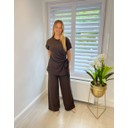 Sasha Side Tie Trouser Set - Chocolate