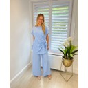 Sasha Side Tie Trouser Set - Pale Blue 