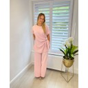 Sasha Side Tie Trouser Set - Pale Pink 