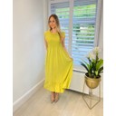 Dahlia Frill Midi Dress - Chartreuse