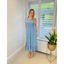 Dahlia Frill Midi Dress - Denim