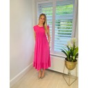 Dahlia Frill Midi Dress - Fuchsia