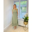 Dahlia Frill Midi Dress - Light Khaki