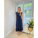 Dahlia Frill Midi Dress - Navy