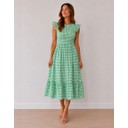 Dahlia Gingham Midi Dress - Apple Green