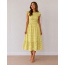 Dahlia Gingham Midi Dress - Chartreuse