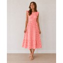 Dahlia Gingham Midi Dress - Coral