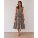 Dahlia Gingham Midi Dress - Dark Brown