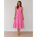Dahlia Gingham Midi Dress - Fuchsia