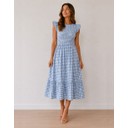 Dahlia Gingham Midi Dress - Pale Blue 