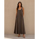 Sara Striped Maxi Dress - Chocolate
