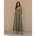 Sara Striped Maxi Dress - Khaki