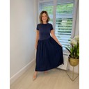 Allie Asymmetric Drop Waist Maxi Dress - Navy - Alternative 1