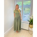 Allie Asymmetric Drop Waist Maxi Dress - Khaki